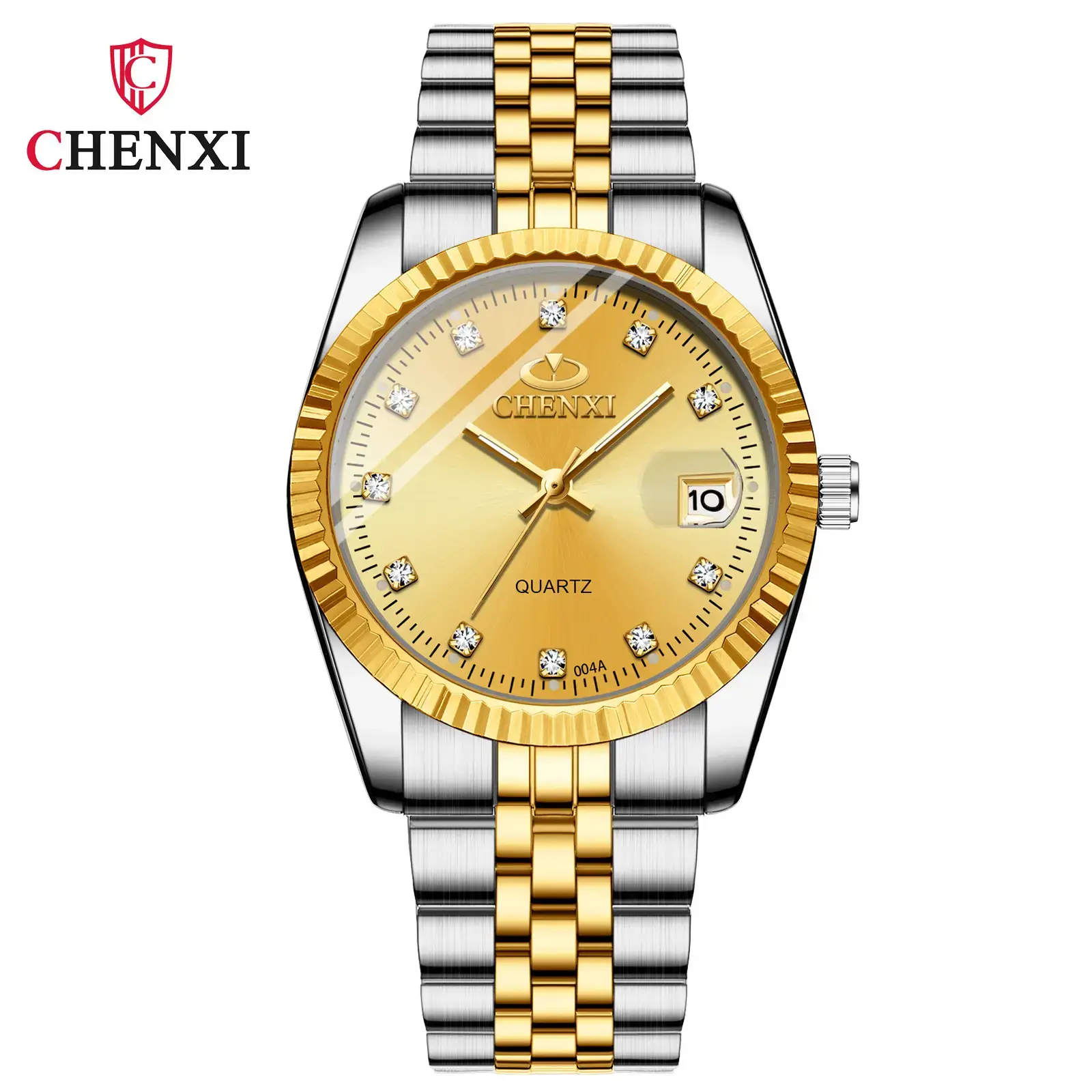 Chenxi Gold Silver Couple Watches with Calendar & Quartz - Image 5