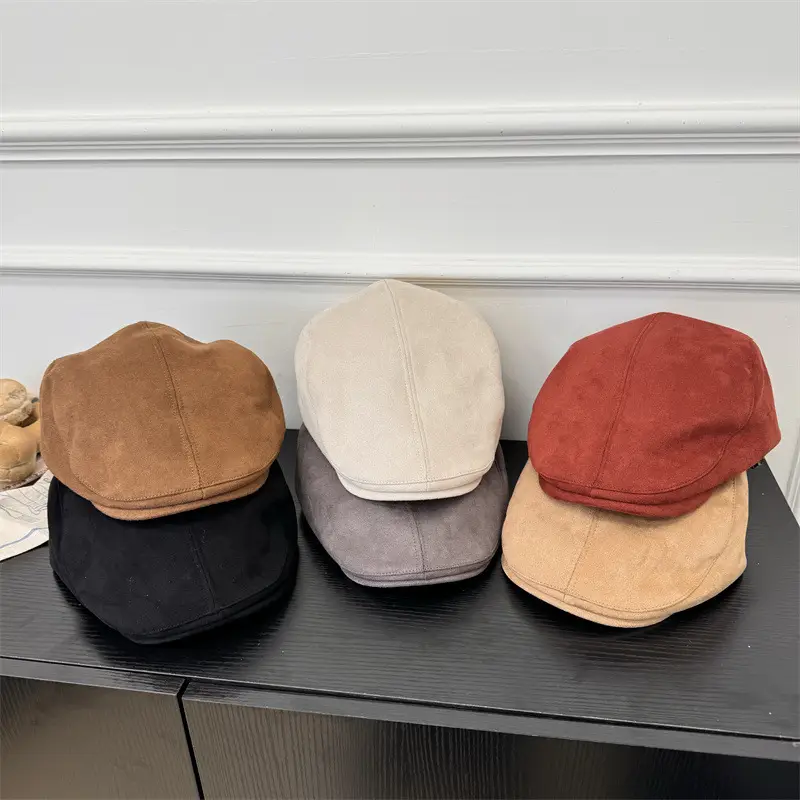 Women's Black Suede Forward Cap Winter Casual - Image 7