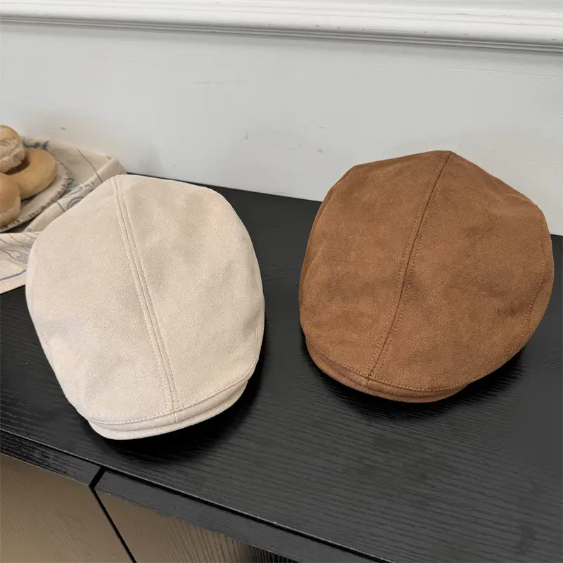 Women's Black Suede Forward Cap Winter Casual - Image 9