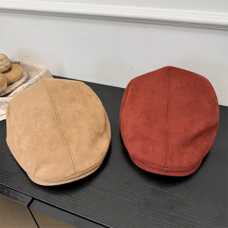 Women's Black Suede Forward Cap Winter Casual - Image 10