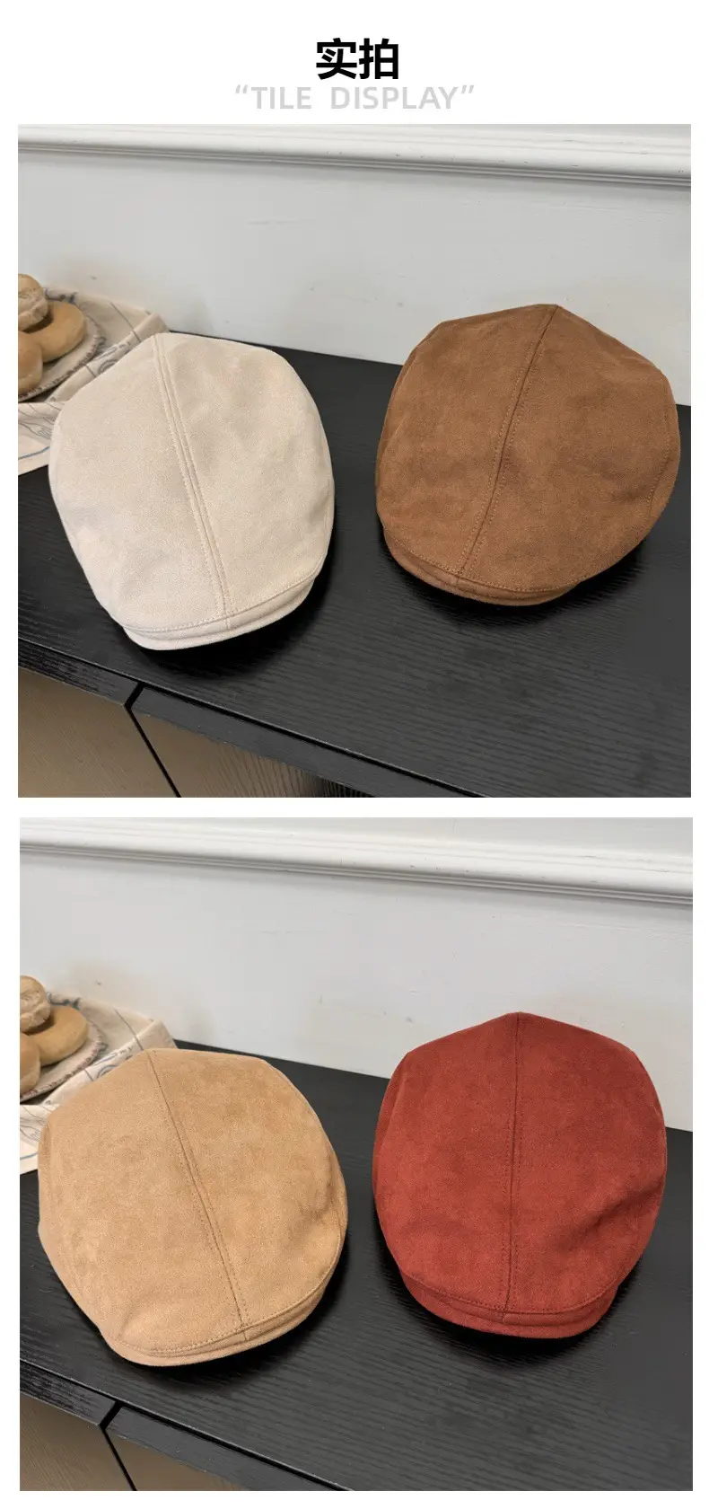 Women's Black Suede Forward Cap Winter Casual — feature 3