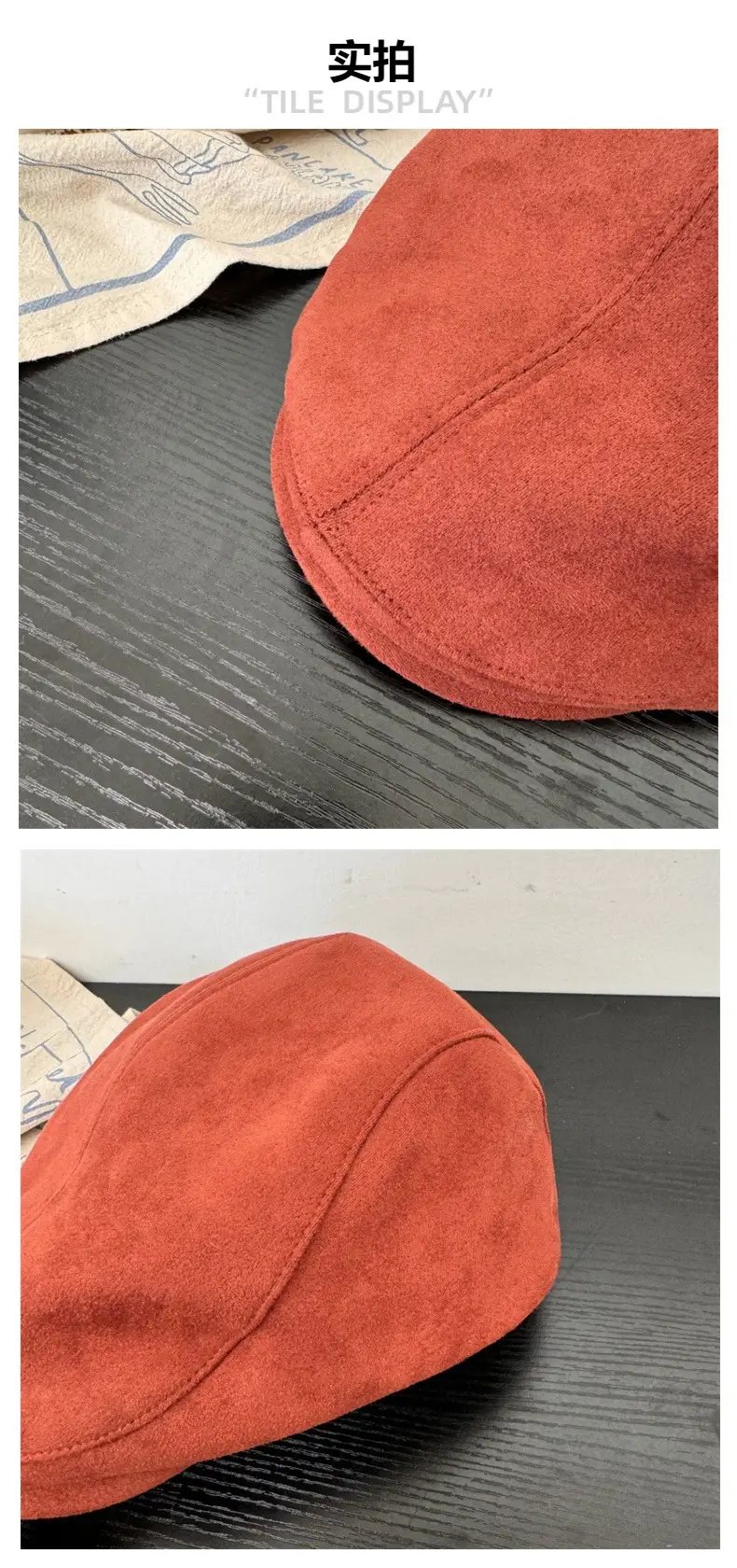 Women's Black Suede Forward Cap Winter Casual — feature 4