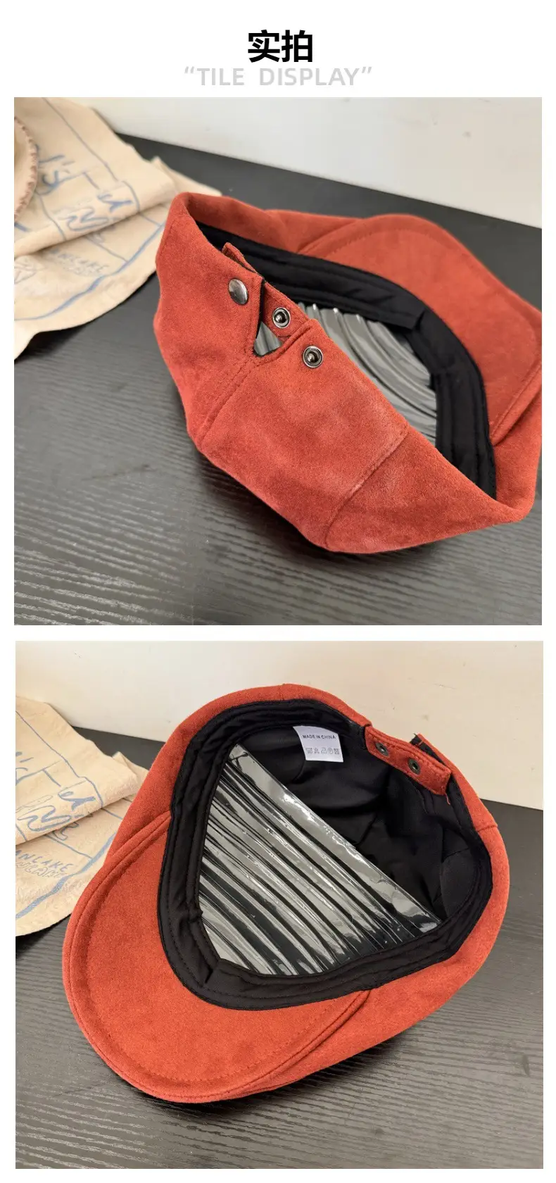 Women's Black Suede Forward Cap Winter Casual — feature 5