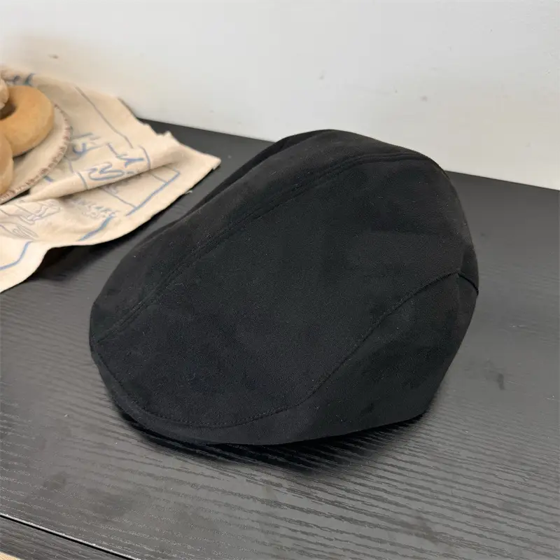 Women's Black Suede Forward Cap Winter Casual - Image 2