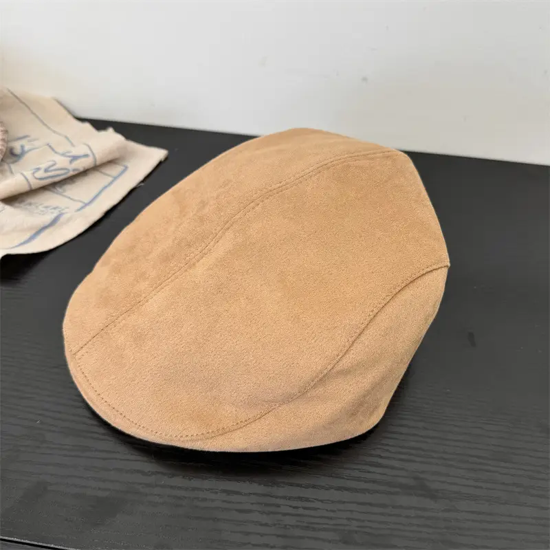 Women's Black Suede Forward Cap Winter Casual - Image 4