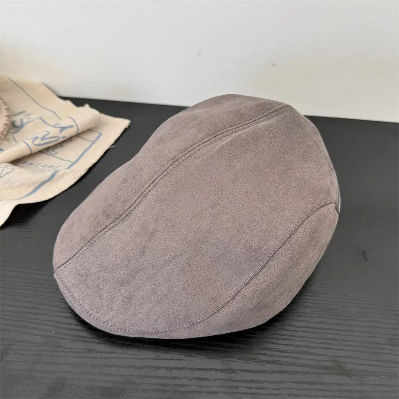 Women's Black Suede Forward Cap Winter Casual - Image 5