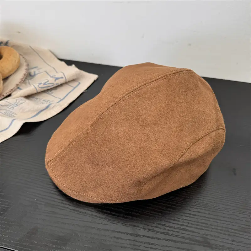 Women's Black Suede Forward Cap Winter Casual - Image 6