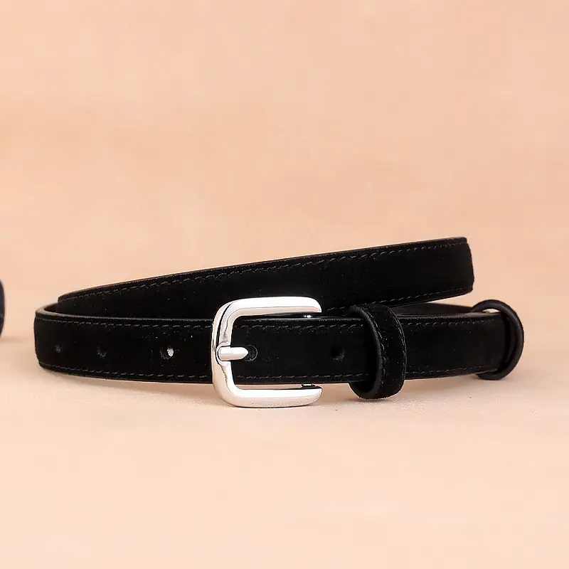 Women's Brown Leather Belt with Gold Buckle - Image 6
