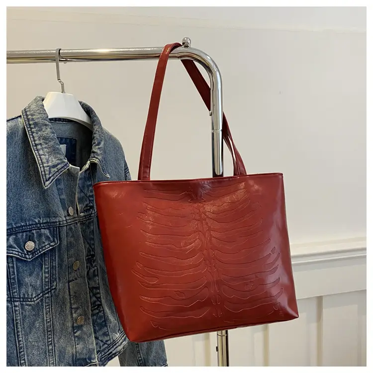 Women's Retro Croc Pattern Tote Bag Tan 2024 — feature 36
