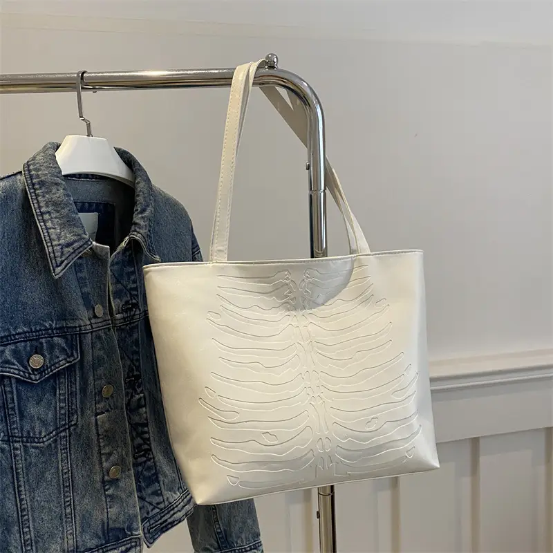 Women's Retro Croc Pattern Tote Bag Tan 2024 - Image 2