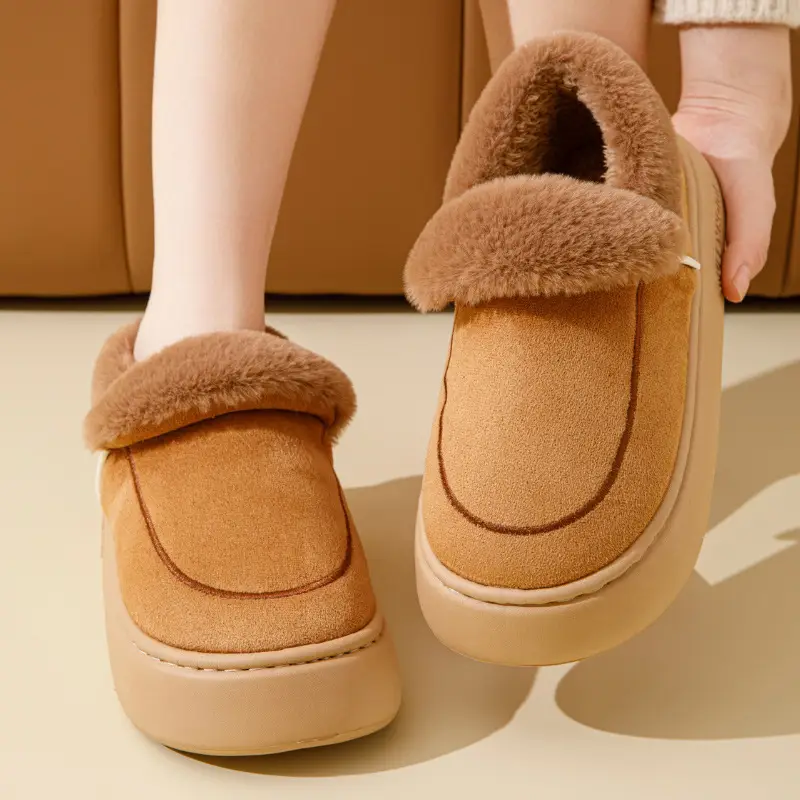Thick-Soled Cotton Shoes for Women in Winter 2025 New Outer Wear Warm Anti-Slip Bag Heel Fleece-Lined Cotton Slippers for Women