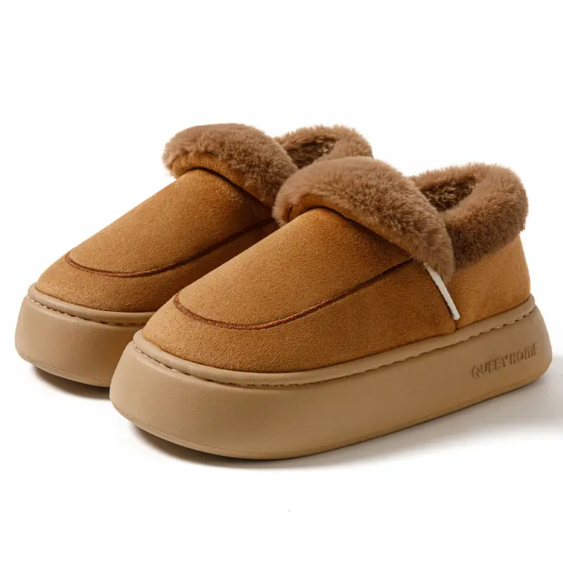 Thick-Soled Cotton Shoes for Women in Winter 2025 New Outer Wear Warm Anti-Slip Bag Heel Fleece-Lined Cotton Slippers for Women