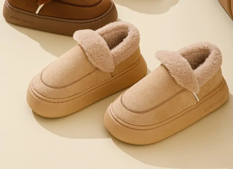 Thick-Soled Cotton Shoes for Women in Winter 2025 New Outer Wear Warm Anti-Slip Bag Heel Fleece-Lined Cotton Slippers for Women — feature 5