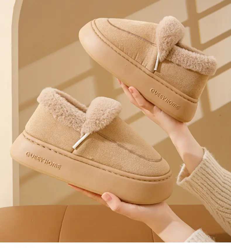 Winter Cotton Slippers for Women 2025 New Style Simple Outer Wear Warm Thick Plush Velvet Non-Slip Thick Sole Cotton Shoes for Men — feature 18
