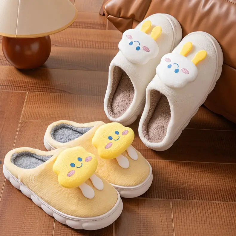 Cotton Slippers for Women in Autumn and Winter Home Non-Slip and Warm 2024 New Cute Plush Bow Bag with Cotton Slippers for Women
