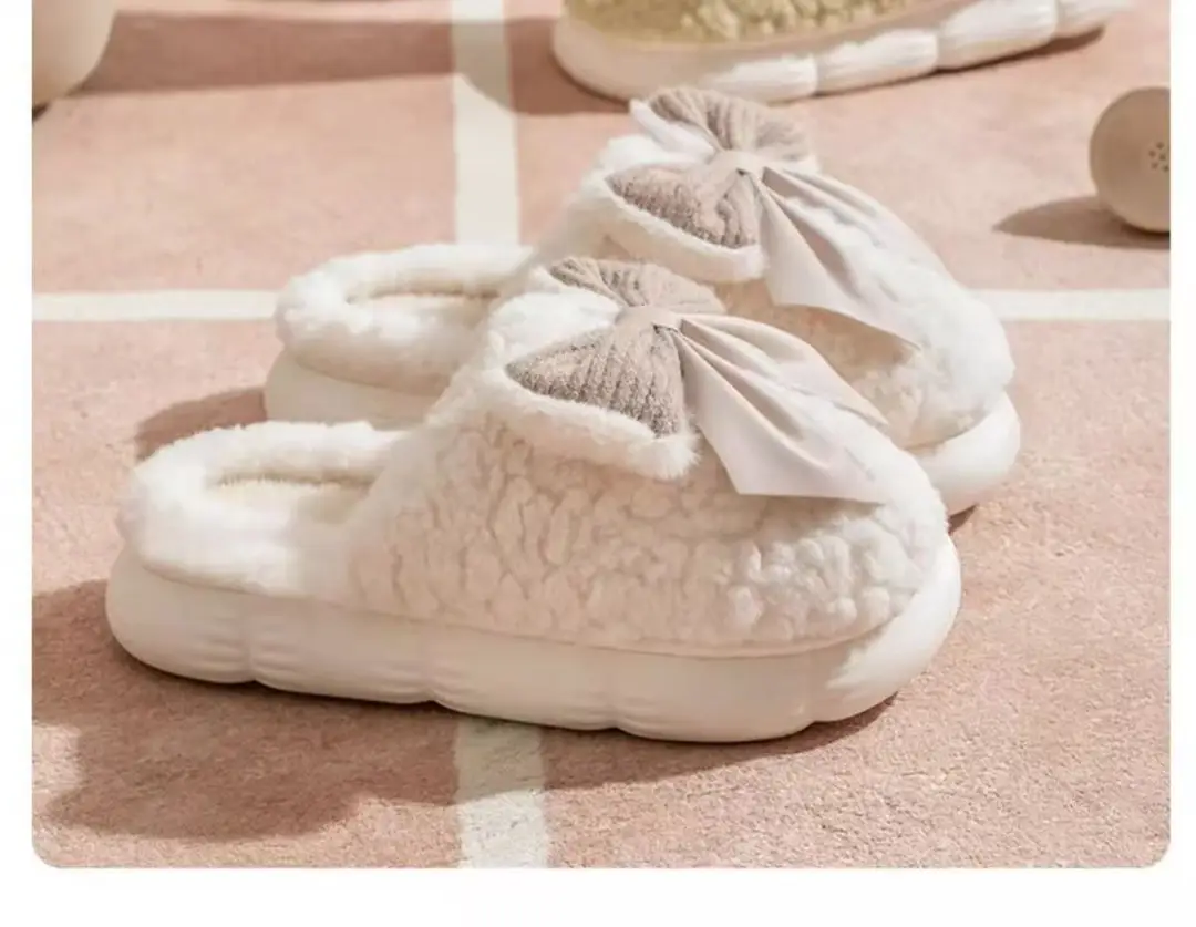 Cotton Slippers for Women in Autumn and Winter Home Non-Slip and Warm 2024 New Cute Plush Bow Bag with Cotton Slippers for Women — feature 22