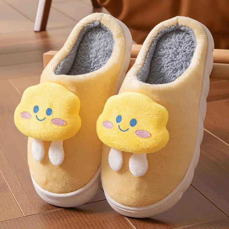 Cotton Slippers for Women in Autumn and Winter Home Non-Slip and Warm 2024 New Cute Plush Bow Bag with Cotton Slippers for Women