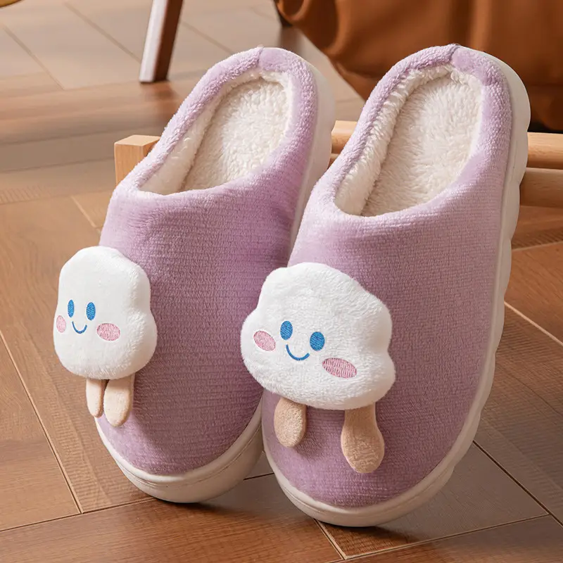 Cotton Slippers for Women in Autumn and Winter Home Non-Slip and Warm 2024 New Cute Plush Bow Bag with Cotton Slippers for Women