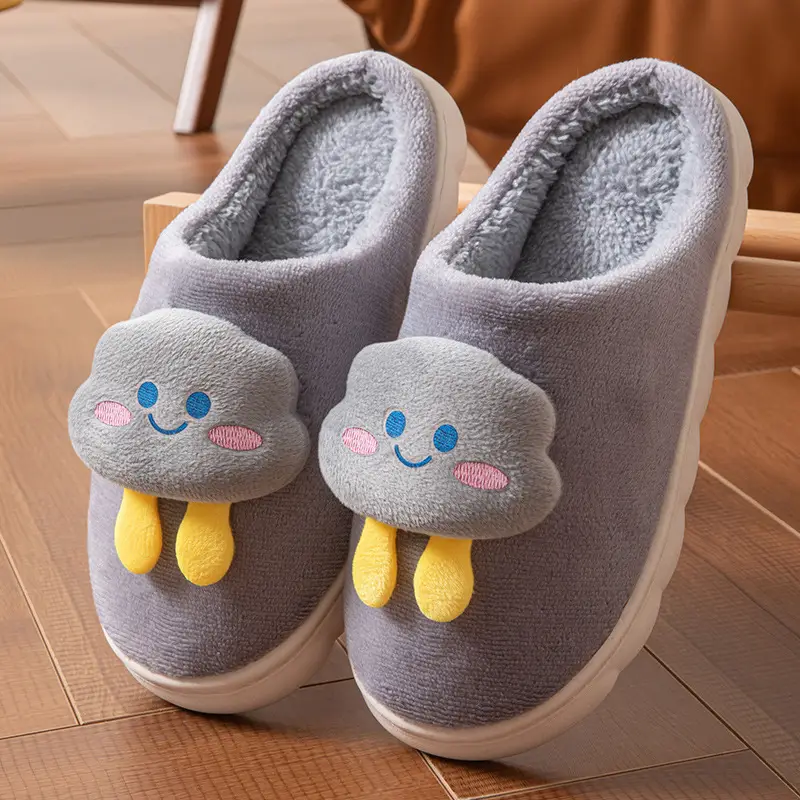 Cotton Slippers for Women in Autumn and Winter Home Non-Slip and Warm 2024 New Cute Plush Bow Bag with Cotton Slippers for Women