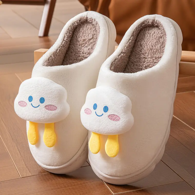Cotton Slippers for Women in Autumn and Winter Home Non-Slip and Warm 2024 New Cute Plush Bow Bag with Cotton Slippers for Women