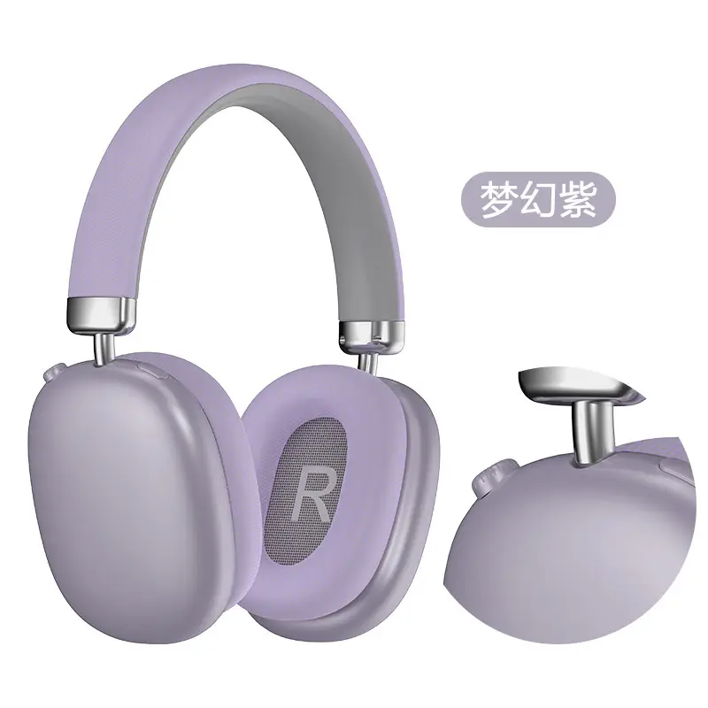 Purple Bluetooth Headphones with Long Battery & Low Latency