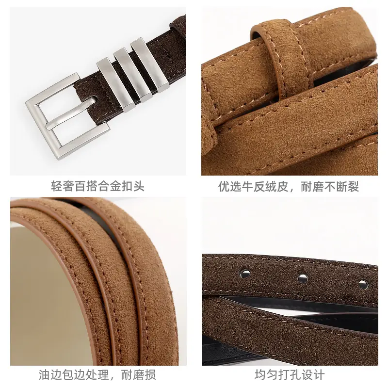 Women's Anti-Rong Silver Buckle Genuine Leather Belt - Image 7