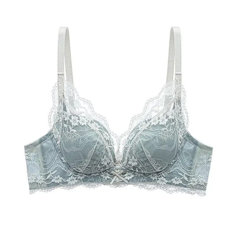 Black Lace Push-Up French Bra with Adjustable Straps