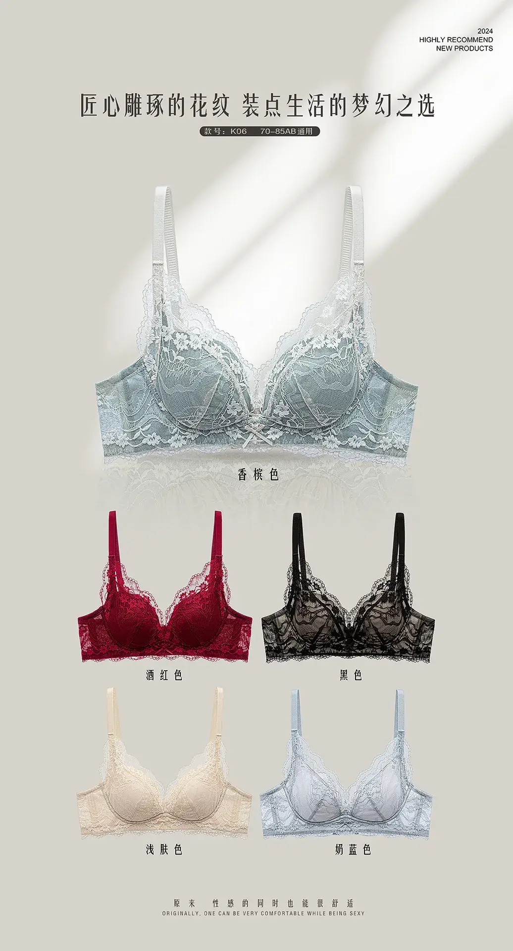Black Lace Push-Up French Bra with Adjustable Straps — feature 17