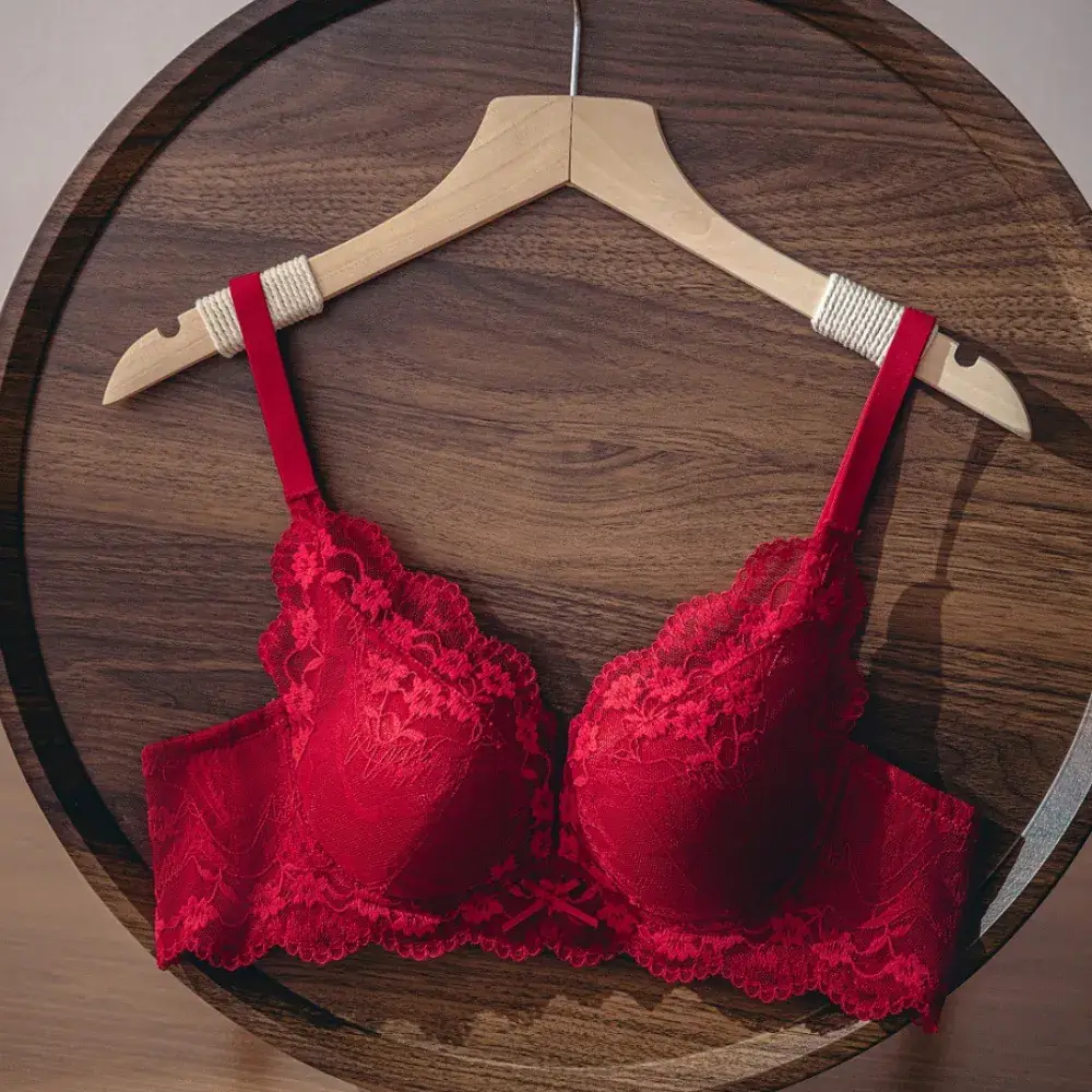 Black Lace Push-Up French Bra with Adjustable Straps