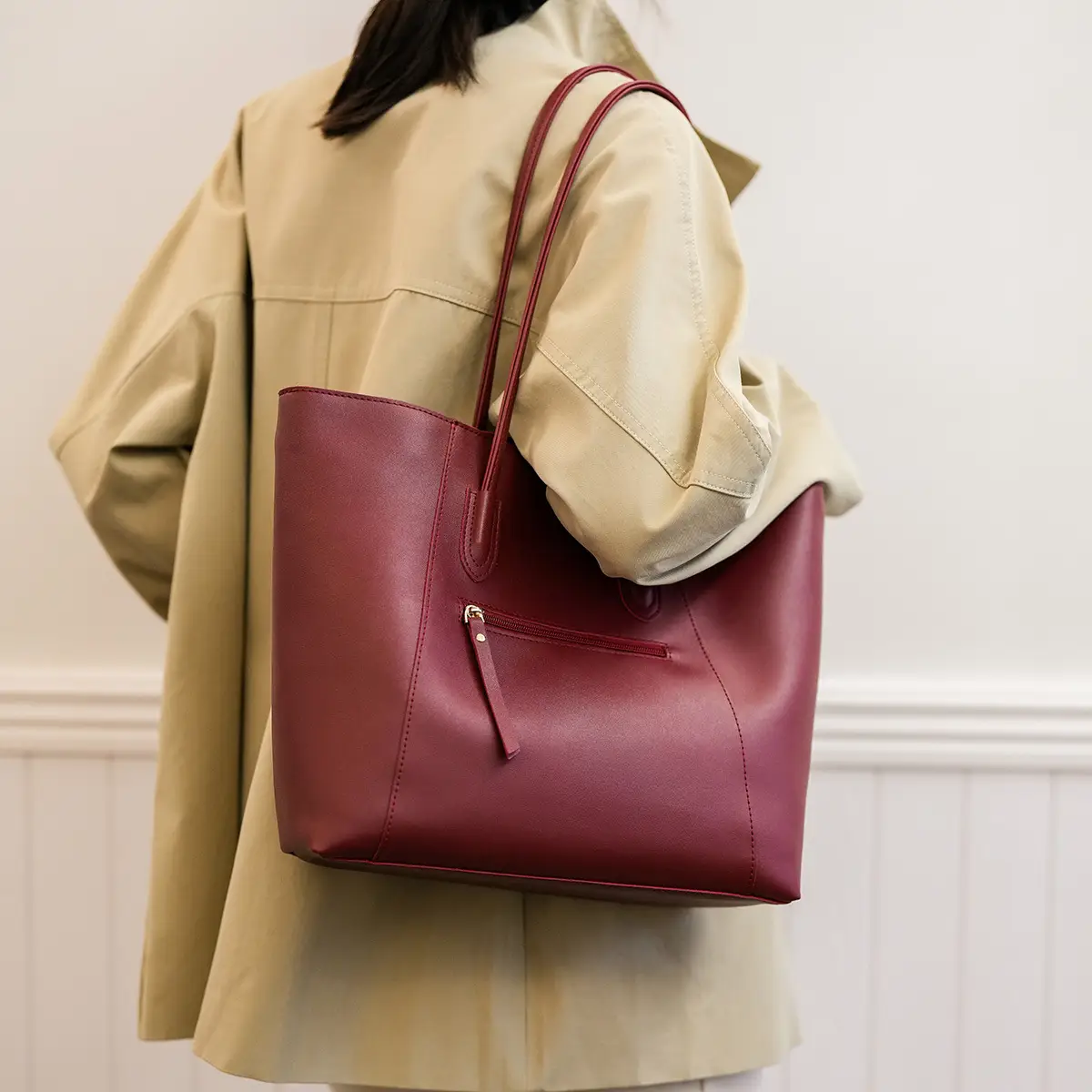 Women Large Capacity Black Leather Tote Bag Shoulder Crossbody — feature 30