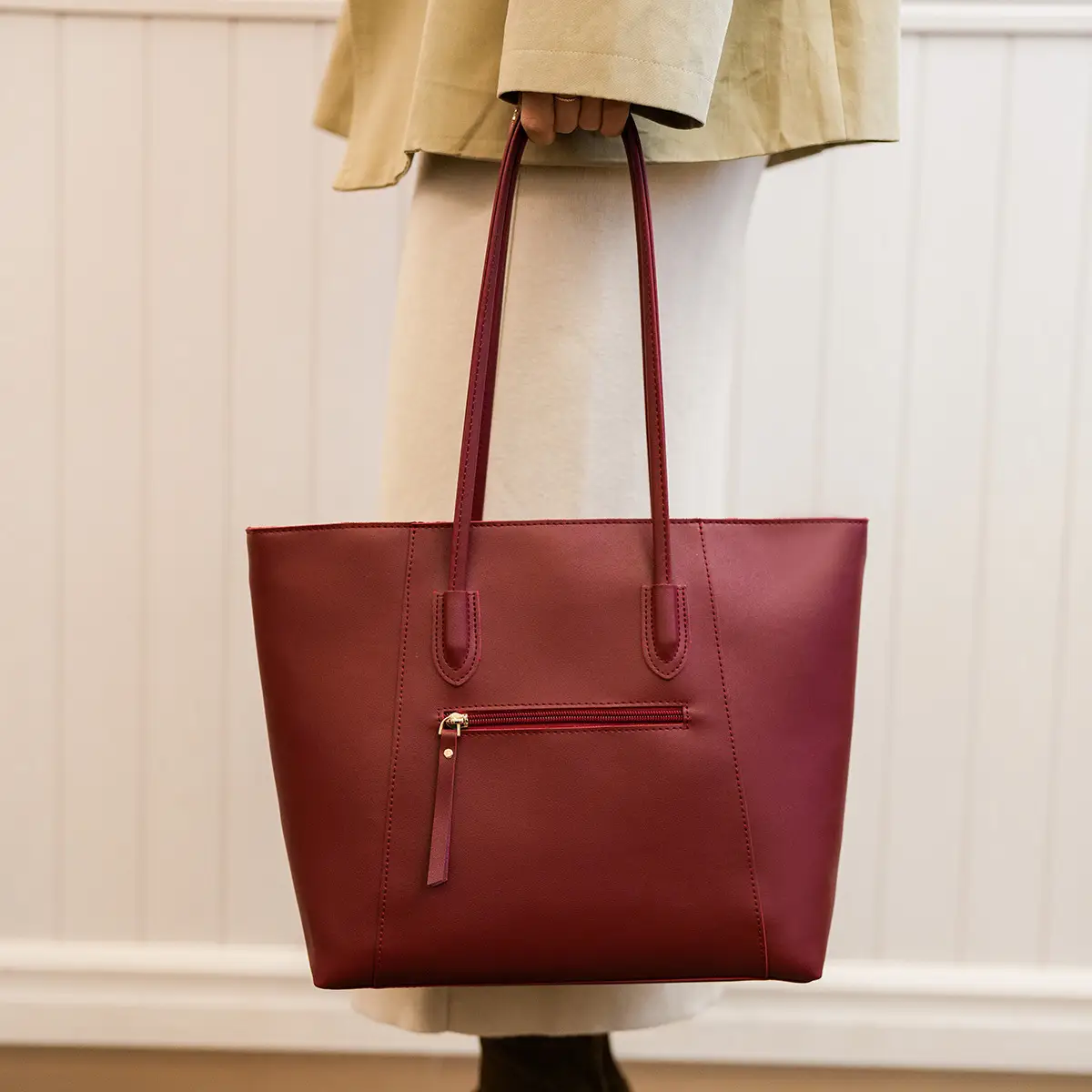 Women Large Capacity Black Leather Tote Bag Shoulder Crossbody — feature 32