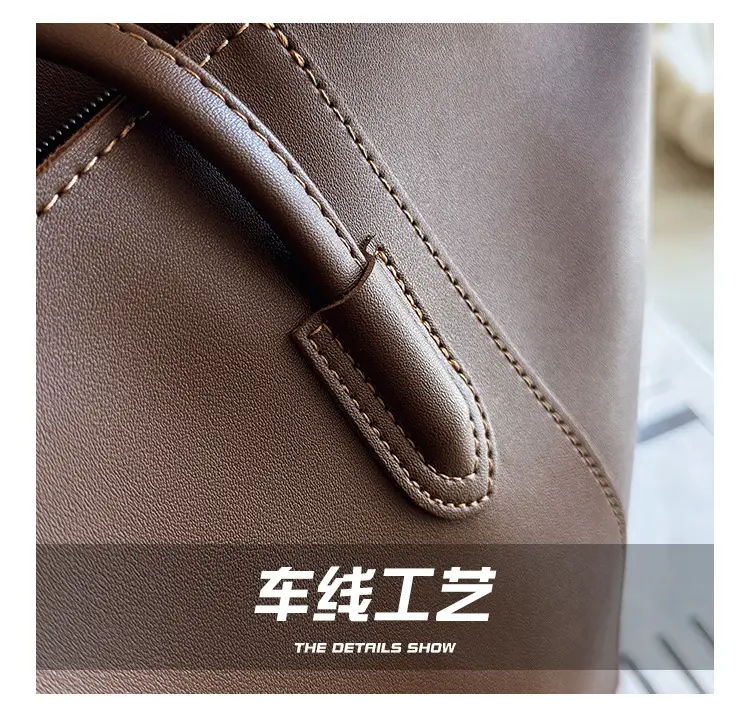 Women Large Capacity Black Leather Tote Bag Shoulder Crossbody — feature 4
