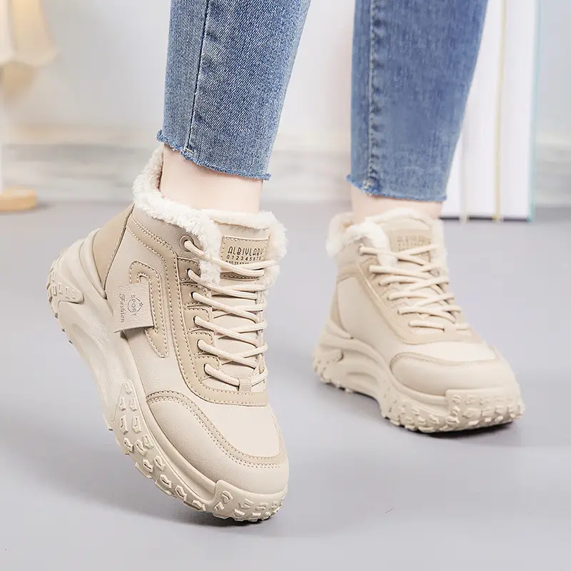 2025 New Winter Velvet Warm Cotton Shoes, Wear-Resistant and Heightening Casual Shoes, Thick-Soled Non-Slip Women's High-Top Dad Shoes - Image 4