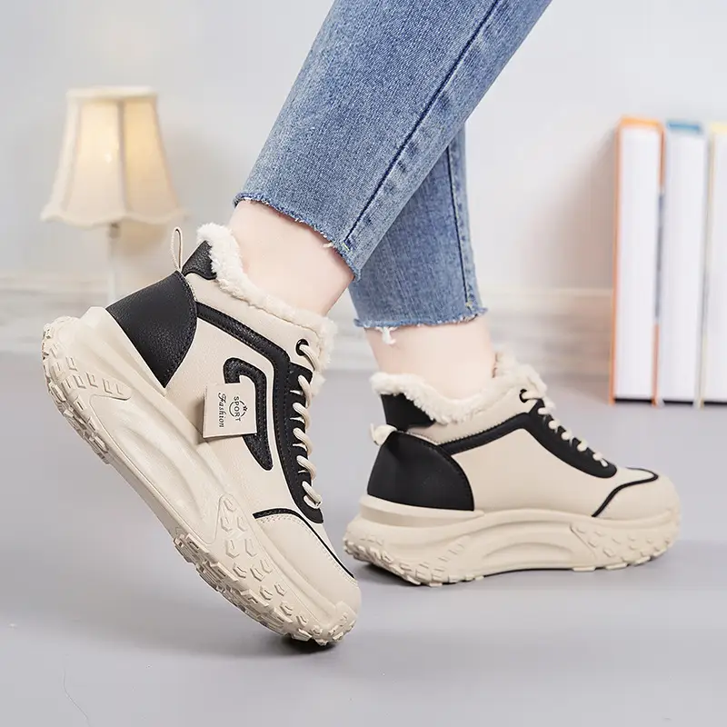 2025 New Winter Velvet Warm Cotton Shoes, Wear-Resistant and Heightening Casual Shoes, Thick-Soled Non-Slip Women's High-Top Dad Shoes - Image 5