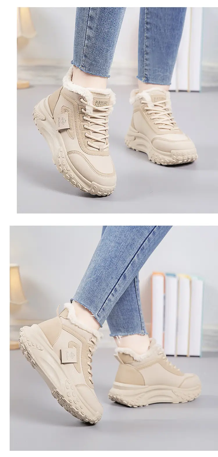 2025 New Winter Velvet Warm Cotton Shoes, Wear-Resistant and Heightening Casual Shoes, Thick-Soled Non-Slip Women's High-Top Dad Shoes — feature 16