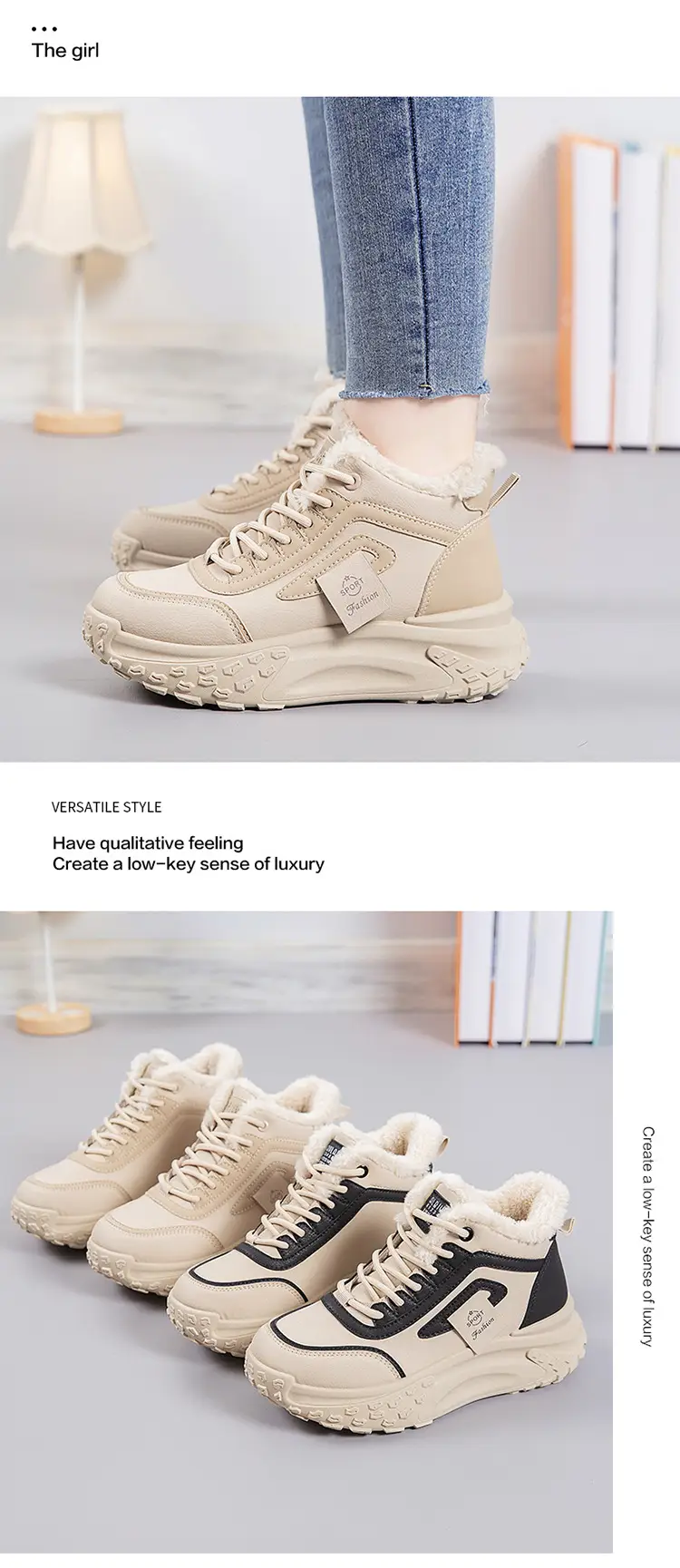 2025 New Winter Velvet Warm Cotton Shoes, Wear-Resistant and Heightening Casual Shoes, Thick-Soled Non-Slip Women's High-Top Dad Shoes — feature 17