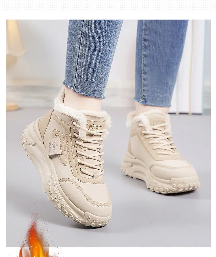 2025 New Winter Velvet Warm Cotton Shoes, Wear-Resistant and Heightening Casual Shoes, Thick-Soled Non-Slip Women's High-Top Dad Shoes — feature 4