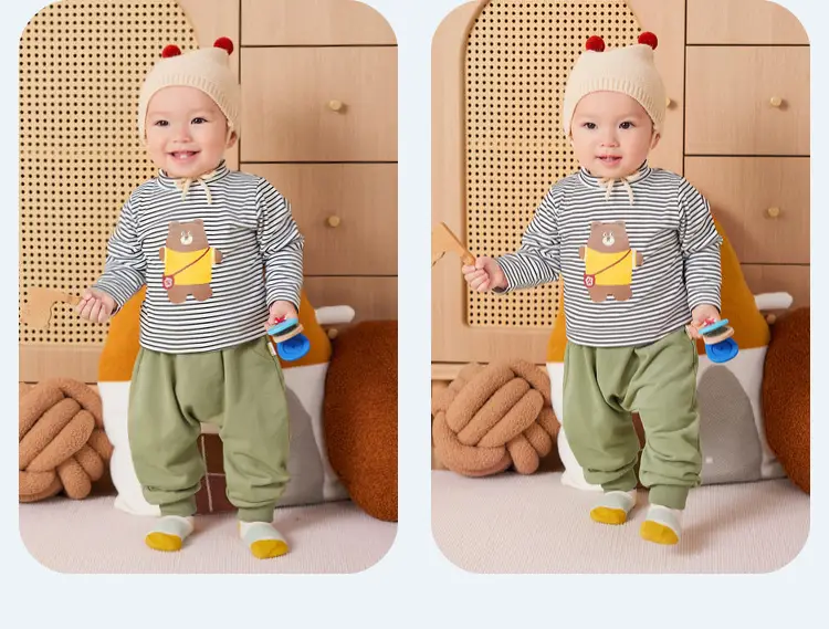 Doodle Baby Long Sleeve T-Shirt Cream Winter Boys' Wear — feature 48