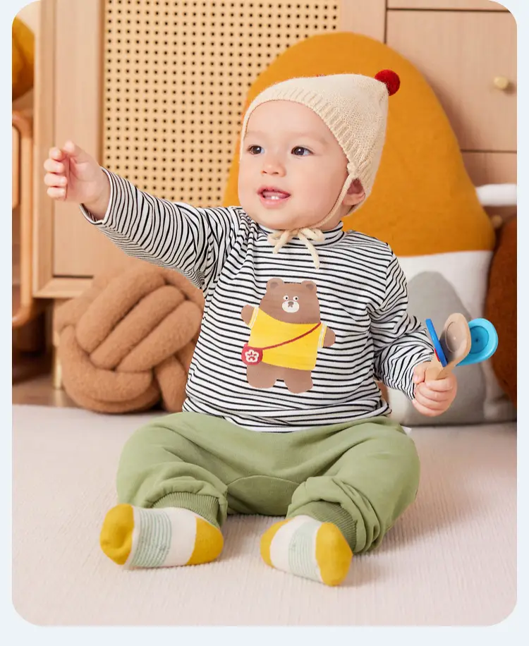 Doodle Baby Long Sleeve T-Shirt Cream Winter Boys' Wear — feature 49
