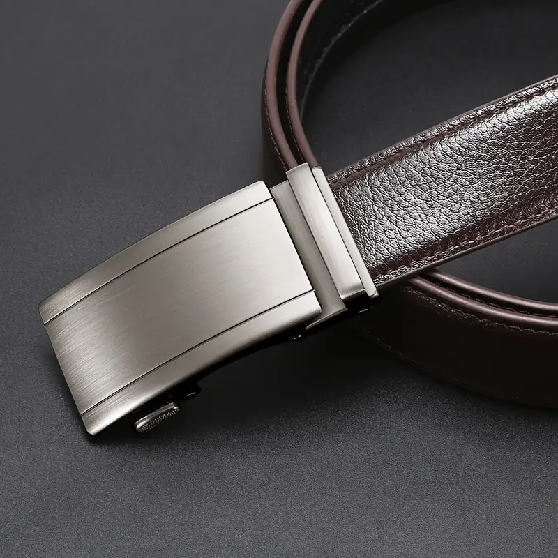 Men's Automatic Buckle Belt Black Silver Wholesale - Image 9