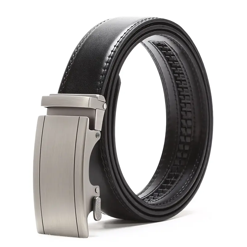 Men's Automatic Buckle Belt Black Silver Wholesale - Image 11