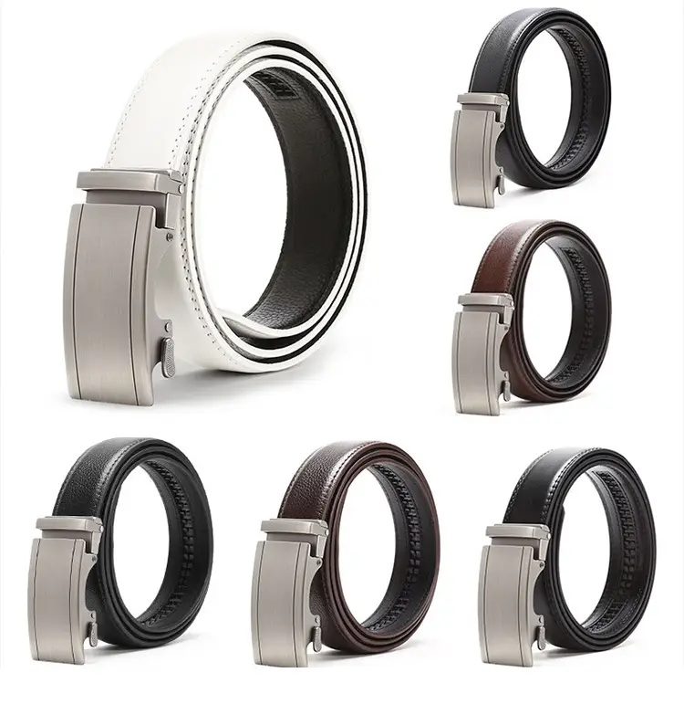 Men's Automatic Buckle Belt Black Silver Wholesale — feature 6