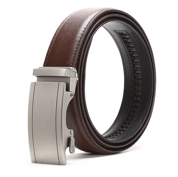 Men's Automatic Buckle Belt Black Silver Wholesale — feature 7