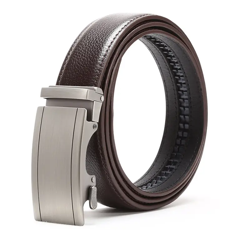 Men's Automatic Buckle Belt Black Silver Wholesale — feature 9