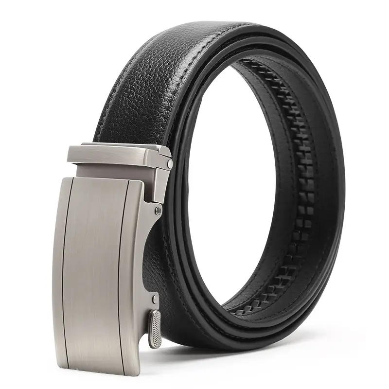 Men's Automatic Buckle Belt Black Silver Wholesale - Image 2