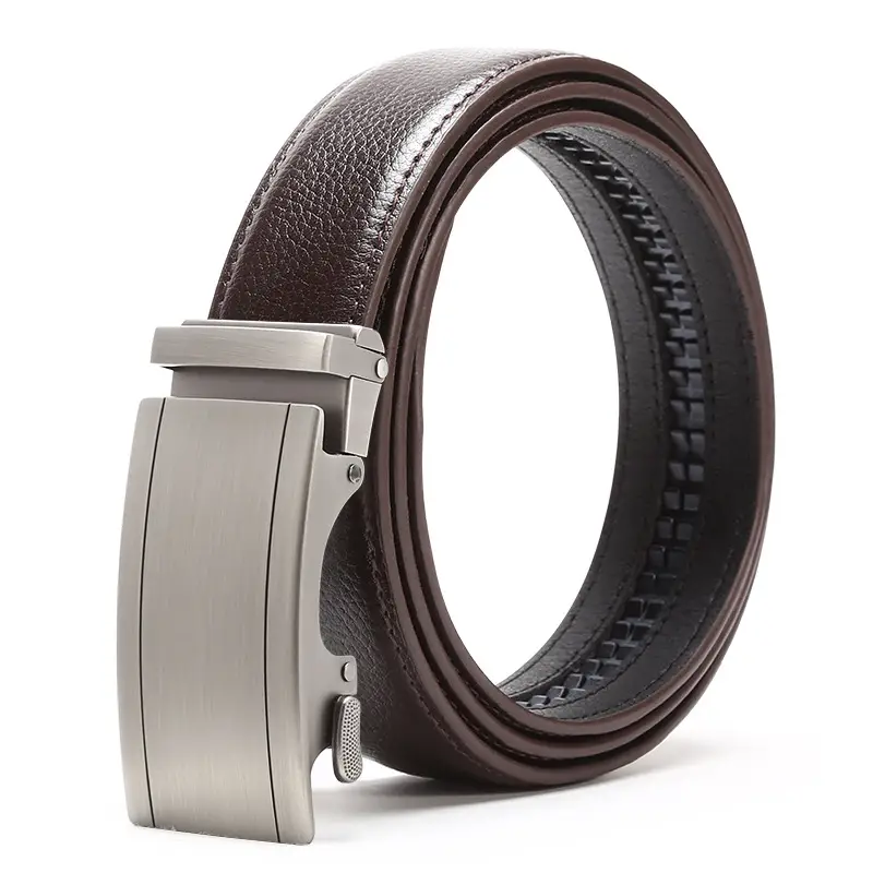 Men's Automatic Buckle Belt Black Silver Wholesale - Image 3