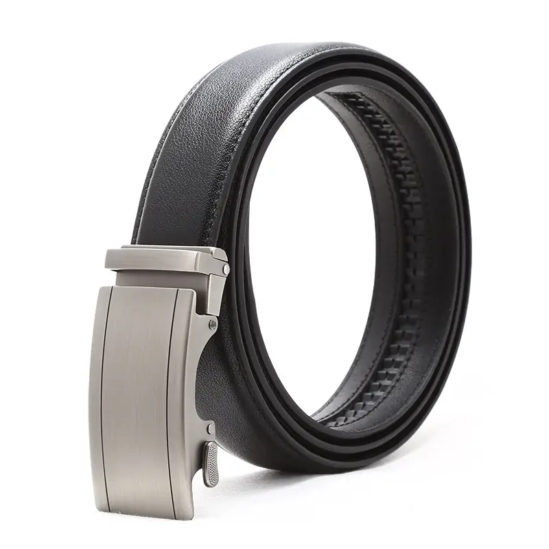 Men's Automatic Buckle Belt Black Silver Wholesale - Image 4