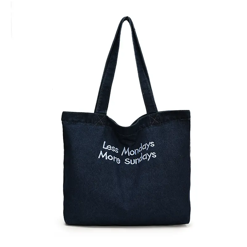 Denim Retro Commuter Tote Bag Women Large Capacity Canvas - Image 7