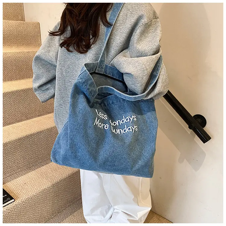 Denim Retro Commuter Tote Bag Women Large Capacity Canvas — feature 17
