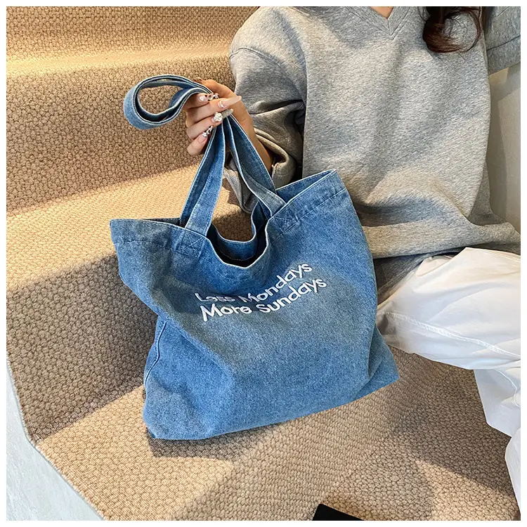 Denim Retro Commuter Tote Bag Women Large Capacity Canvas — feature 18